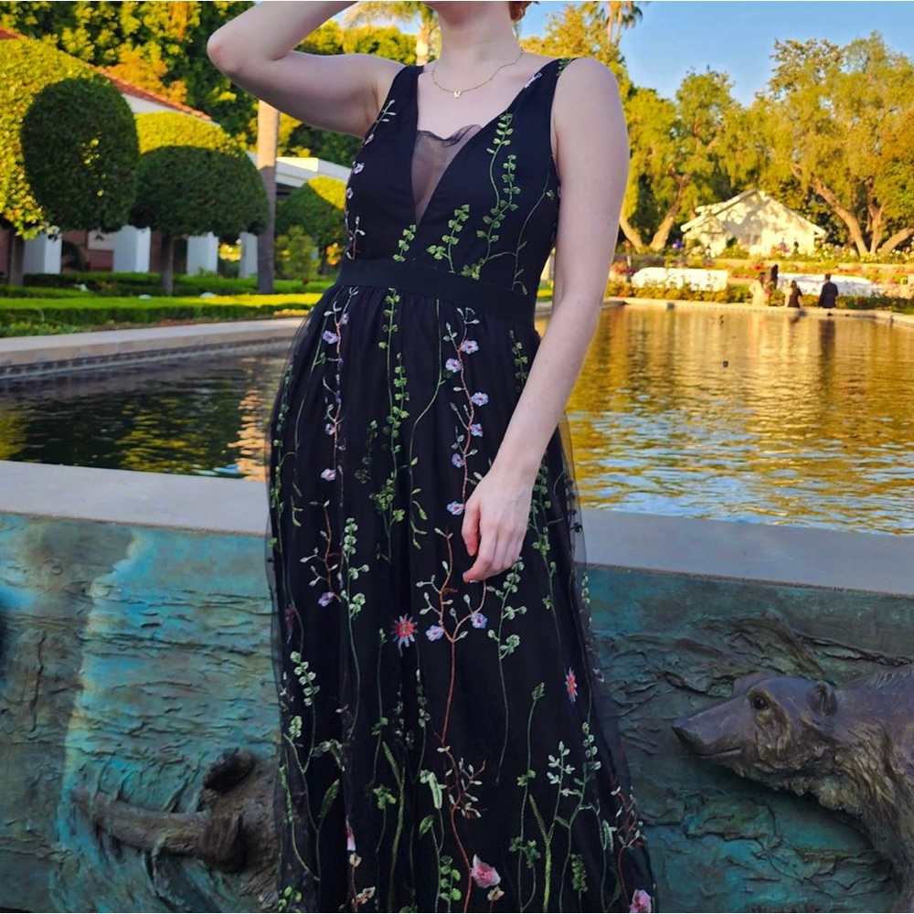 Black Floral Embroidered Maxi Dress